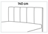 prešitie čela postele pri šírke postele 140 cm - Posteľ / váľanda  XXL 110/140